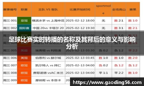 足球比赛实时转播的名称及其背后的意义与影响分析