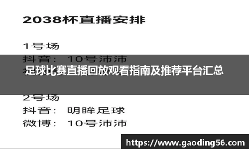 足球比赛直播回放观看指南及推荐平台汇总