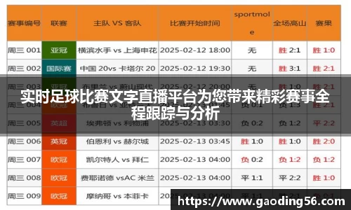 实时足球比赛文字直播平台为您带来精彩赛事全程跟踪与分析