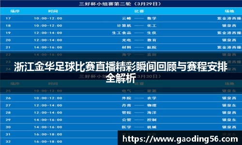 浙江金华足球比赛直播精彩瞬间回顾与赛程安排全解析