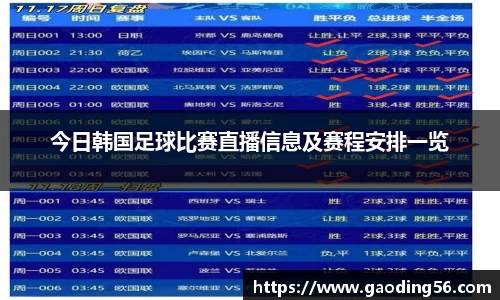 今日韩国足球比赛直播信息及赛程安排一览