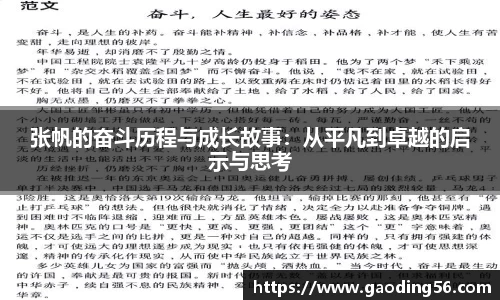 张帆的奋斗历程与成长故事：从平凡到卓越的启示与思考
